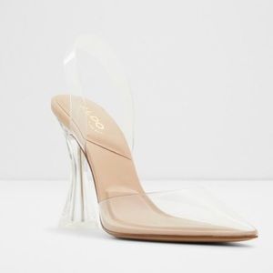 Transparent Aldo pyramid nude/ beige high heels
